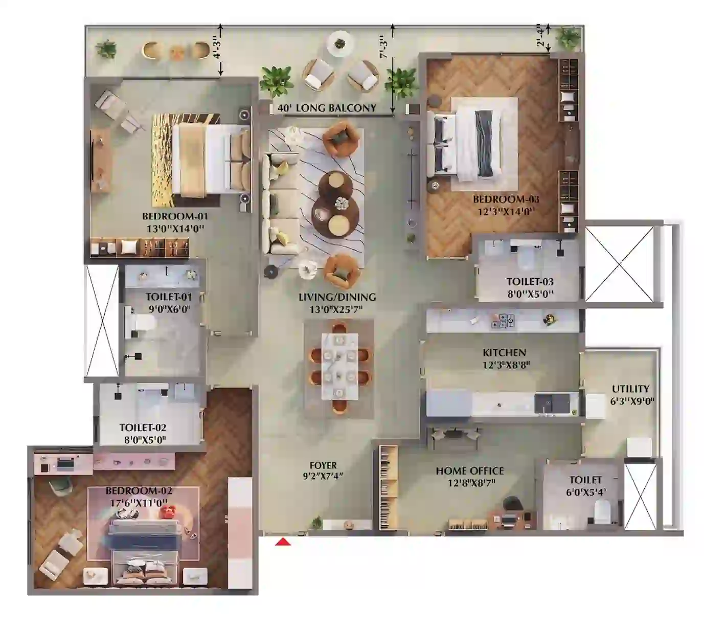 5 BHK Floor Plan — Prestige Raintree Park